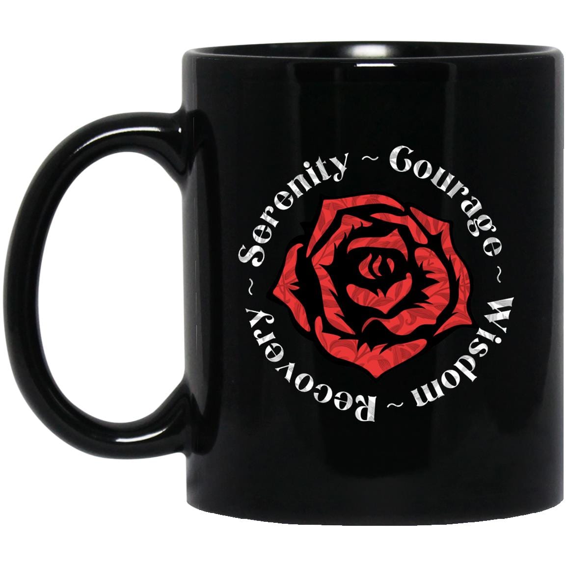 Recovery Coffee Mug | Inspiring Sobriety | Serenity Prayer Rose