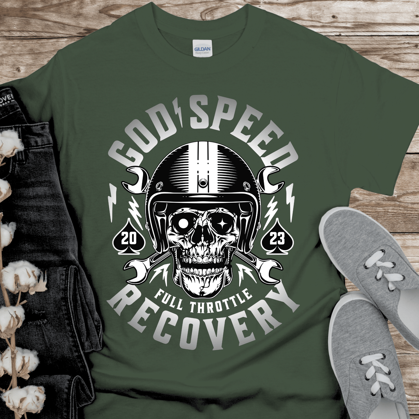 Custom Recovery T-Shirt | Inspiring Sobriety |  God Speed - Full Throttle Recovery