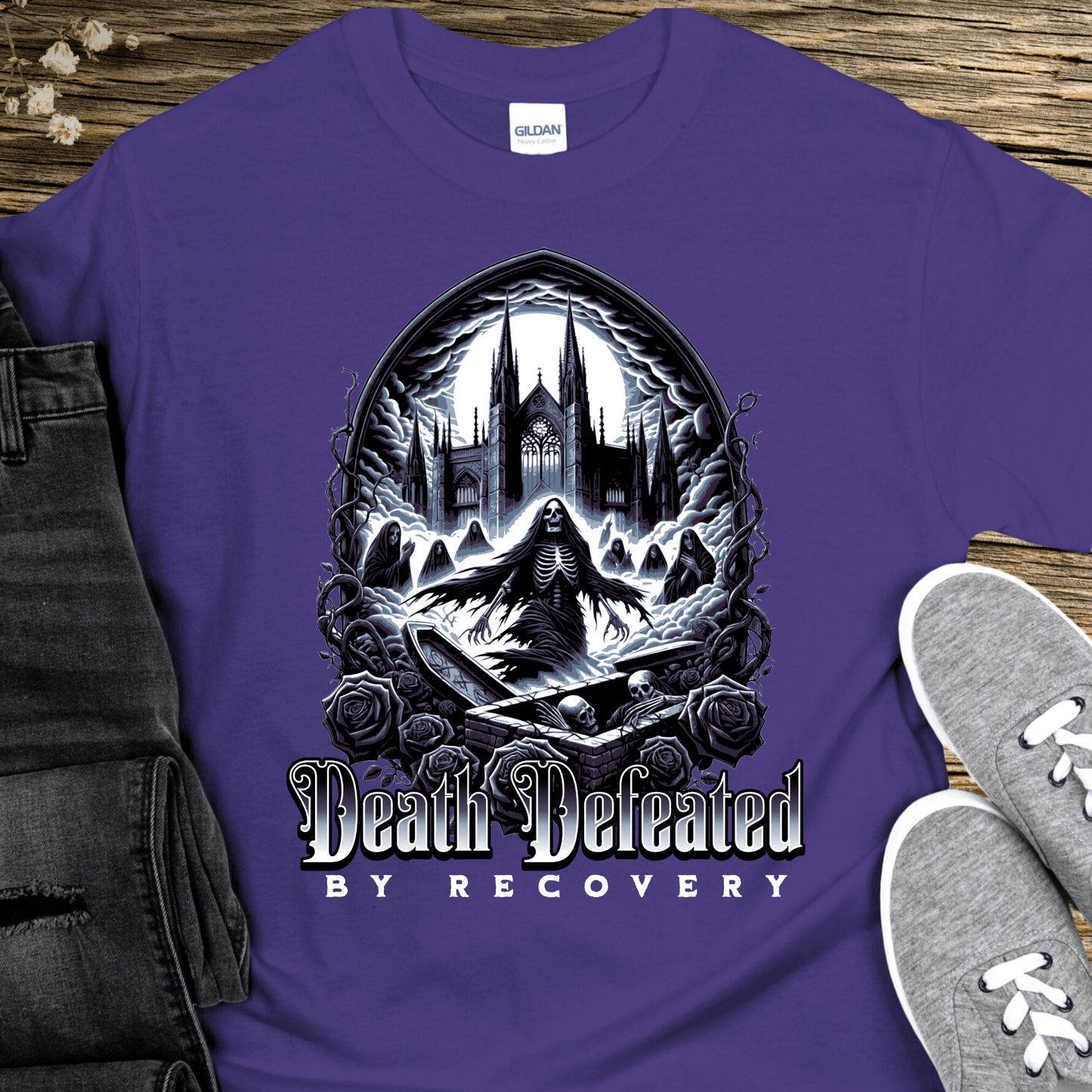 Recovery T-Shirt | Inspiring Sobriety |  Death Defeated By Recovery