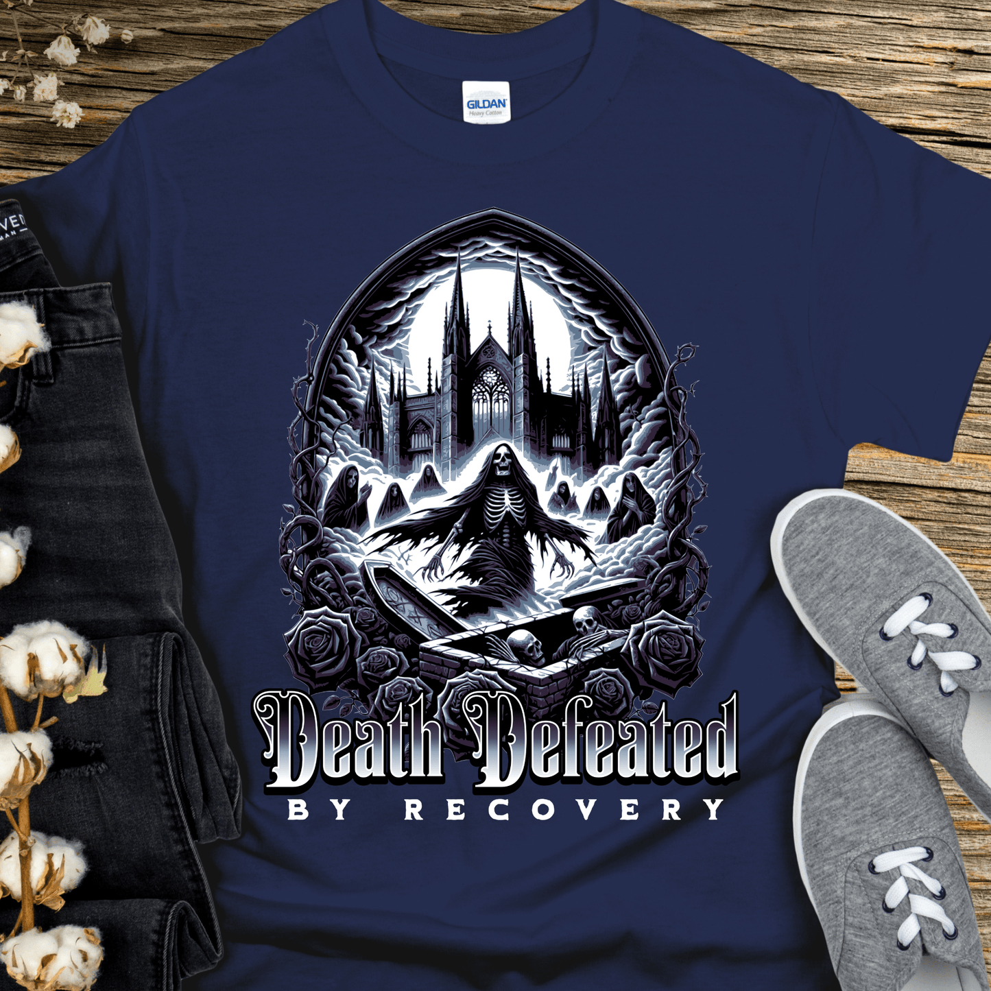Recovery T-Shirt | Inspiring Sobriety |  Death Defeated By Recovery