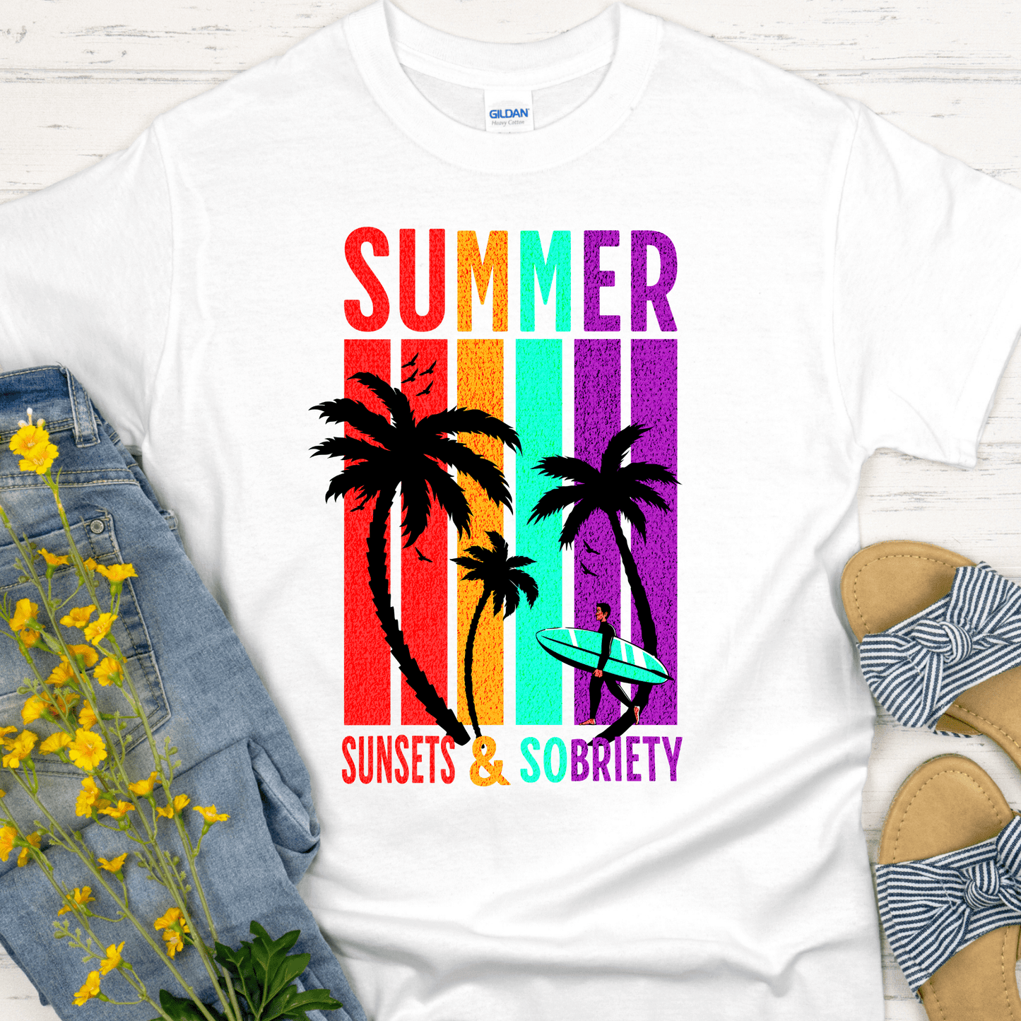 Recovery T-Shirt | Inspiring Sobriety |  Summer Sunsets & Sobriety